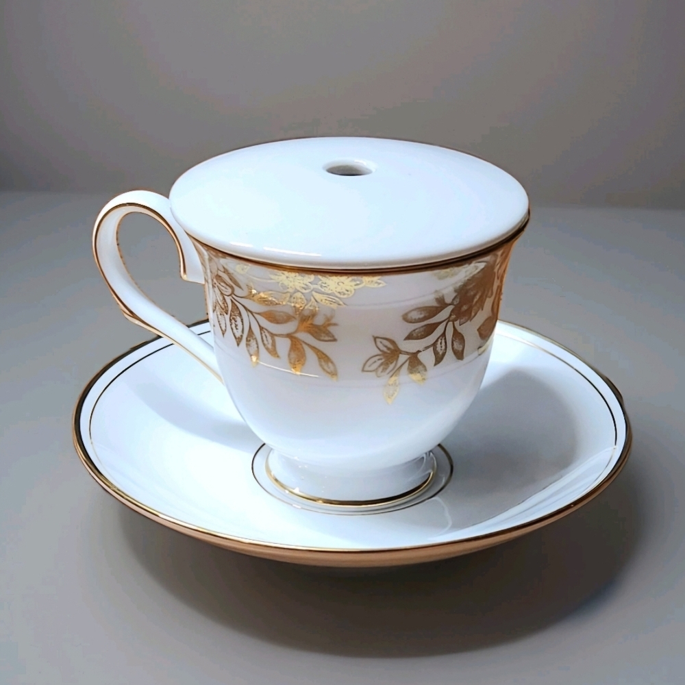 Lenox Gilded Forest Teacup + Federal Gold Saucer + Rare Lid | Curated Pairing